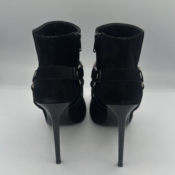 YSL Saint Laurent Paris 110 Black Suede Harness Chain Ankle Boots EU 40/ US 10 - Picture 5 of 12